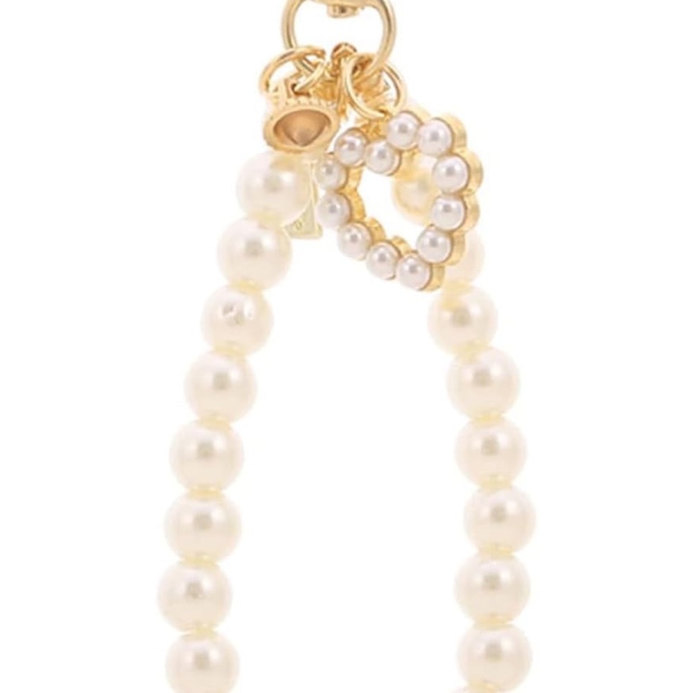 Gold and Pearl Heart Bag Charm Key holder - Picture 2 of 7